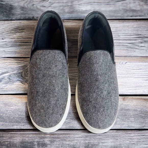 CÉLINE Paris Italian Wool And Leather Slip On Sneakers - Picture 1 of 12